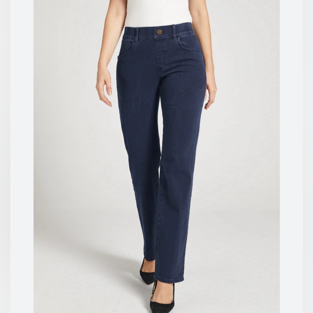 Betabrand Signature Denim Bootcut Jeans‎ Size M Blue Pull On W1118 IN